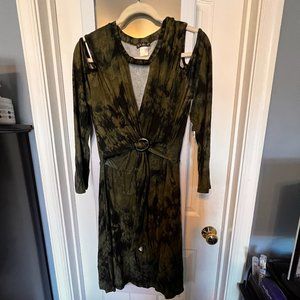 Venus Long Sleeve Cold Shoulder Dress - XL Green